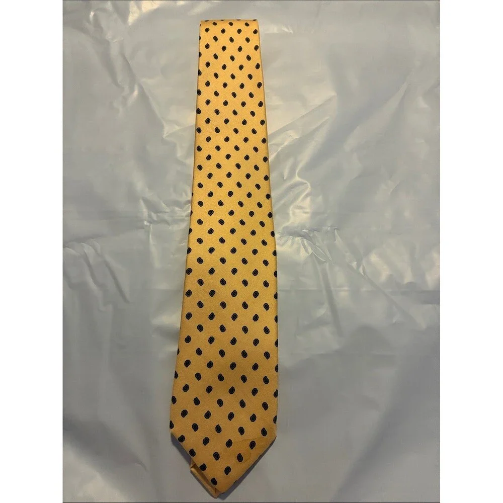 CROMWELL Yellow Tie with Navy Dot Pattern